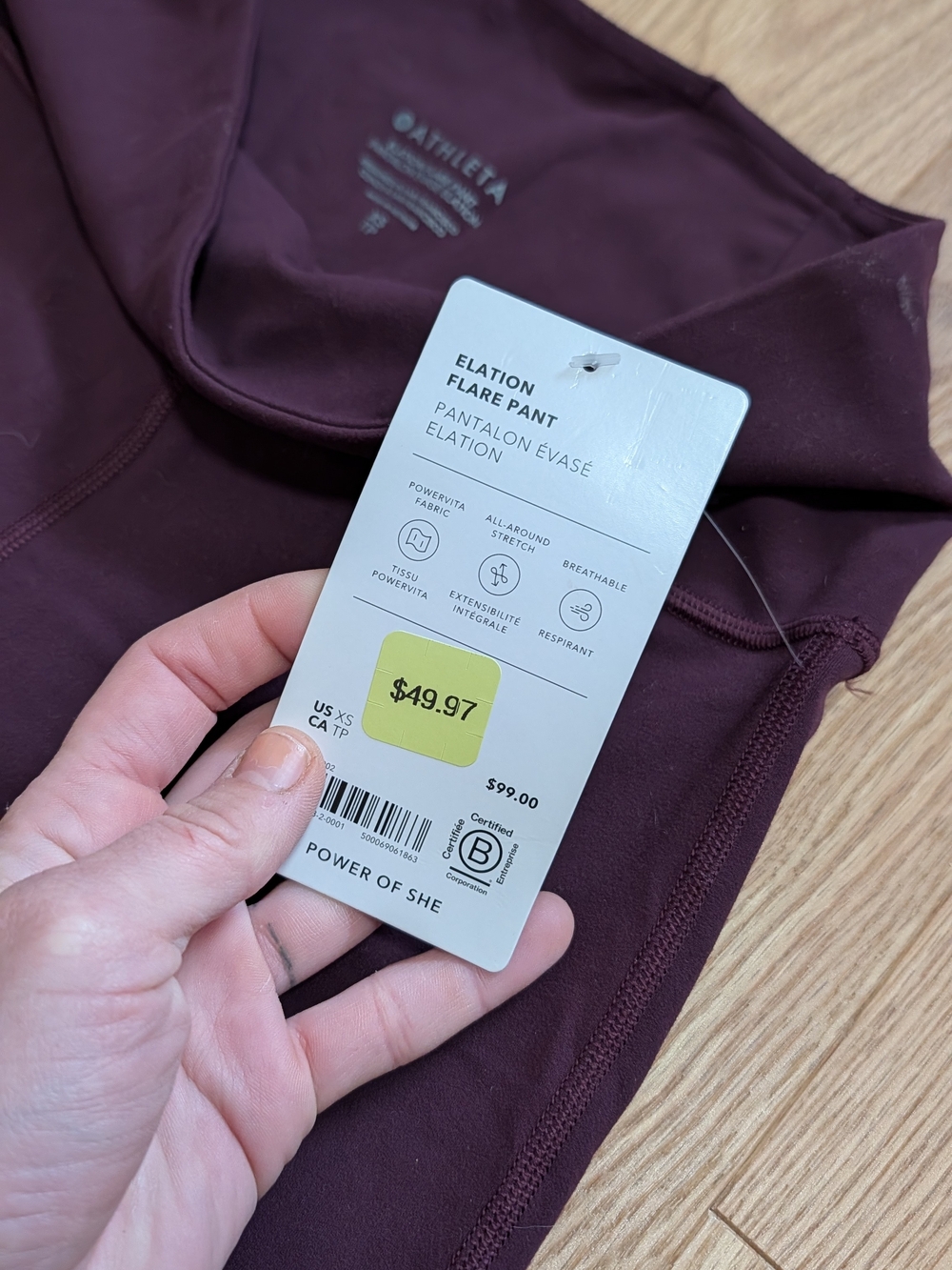 NWT Athleta Elation Flare Pant In Deep Burgundy - Picture 7 of 10
